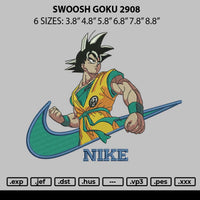 Swoosh Goku 2908 Embroidery File 6 sizes