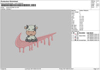 Swoosh Drip Cow Embroidery File 6 sizes