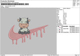 Swoosh Drip Cow Embroidery File 6 sizes