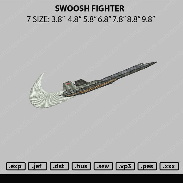 Swoosh Fighter Embroidery File 7 sizes