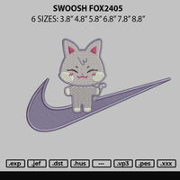 Swoosh Fox2405 Embroidery File 6 sizes