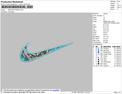 Swoosh Frieza Embroidery File 4 size