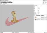 Swoosh Giraffe Embroidery File 6 sizes