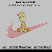 Swoosh Giraffe Embroidery File 6 sizes