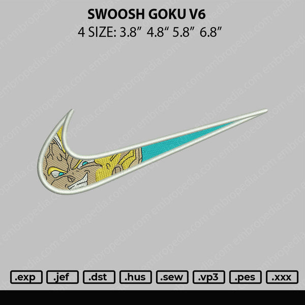 Swoosh Goku V6 Embroidery File 4 size