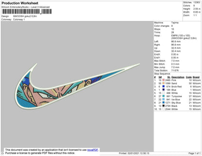 Swoosh Goku V2 Embroidery File 4 size