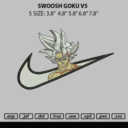 Swoosh Goku V5 Embroidery File 5 sizes