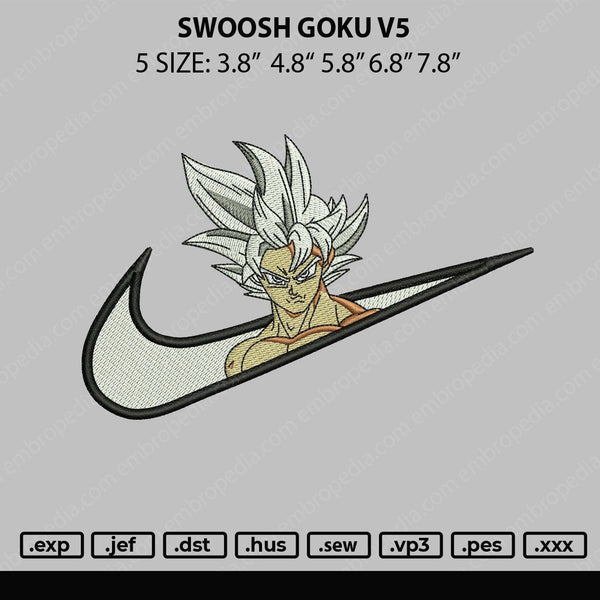 Swoosh Goku V5 Embroidery File 5 sizes