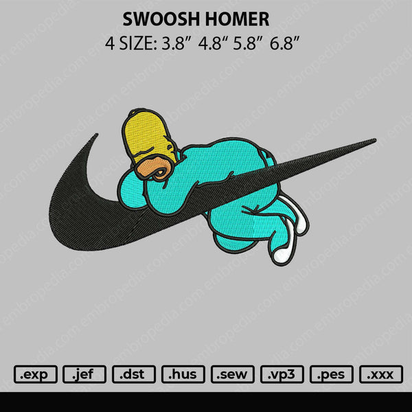 Swoosh Homer Embroidery File 4 size