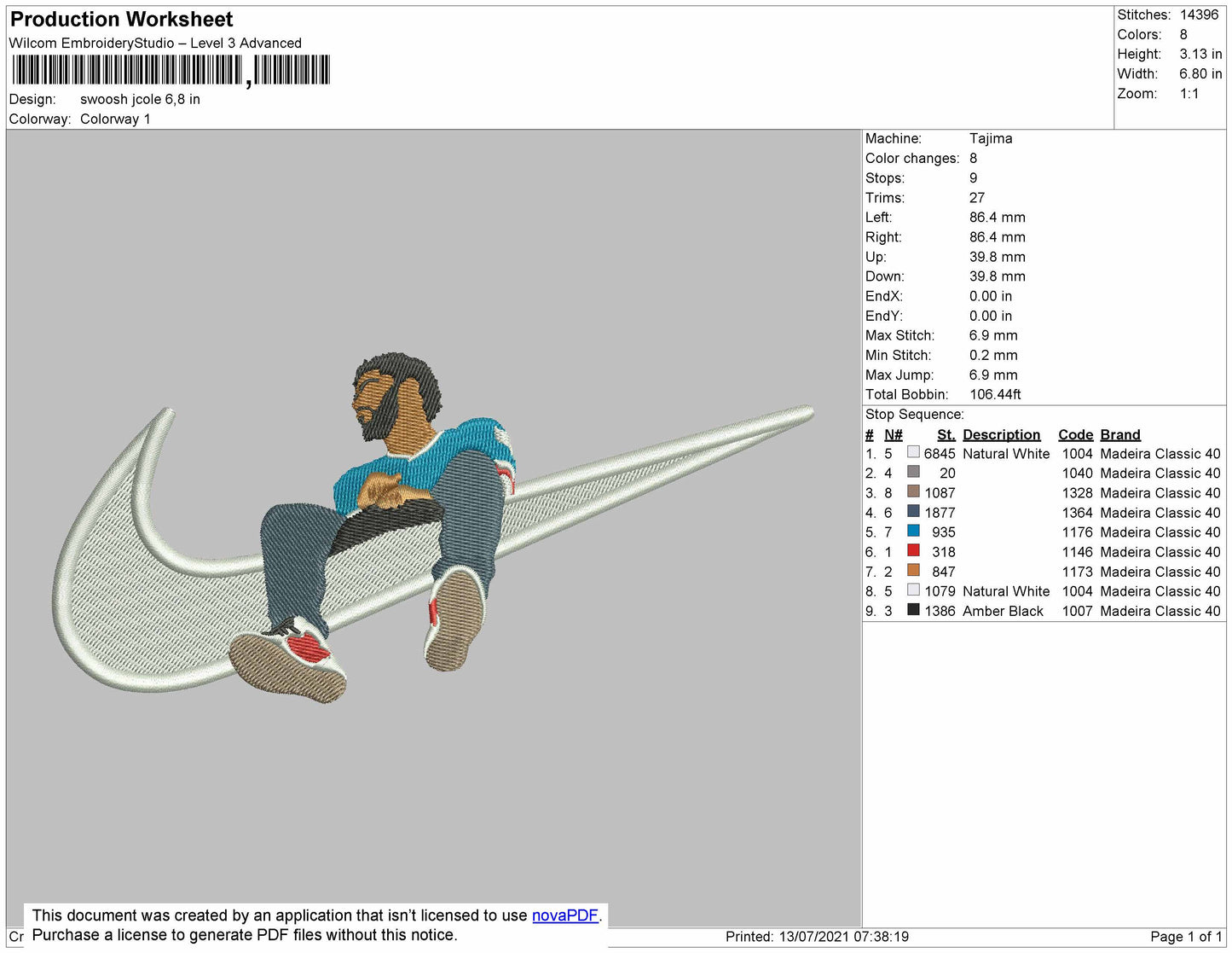 Swoosh Jcole Embroidery File 4 size
