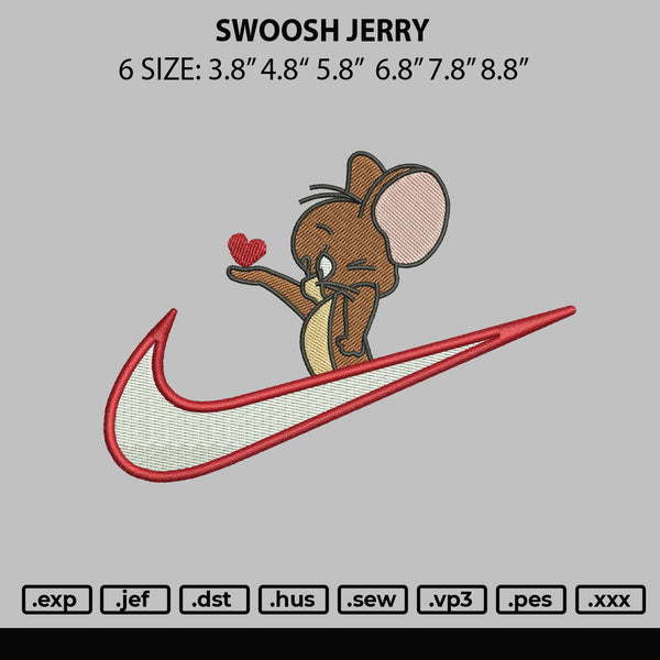 Swoosh Jerry Embroidery File 6 sizes