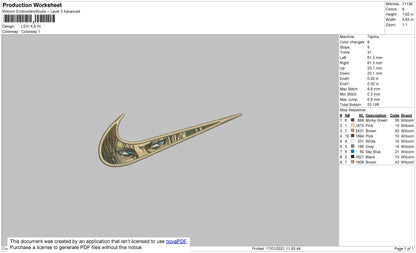 Swoosh Levi Embroidery File 4 size