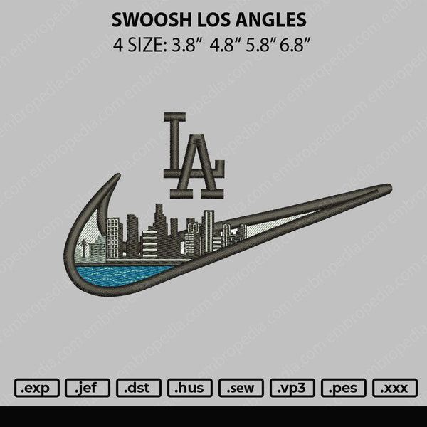 Swoosh Los Angles Embroidery File 4 size