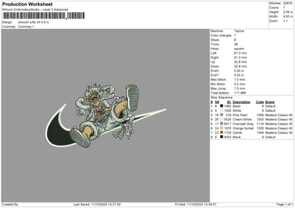Swoosh Luffy V6 Embroidery File 6 sizes