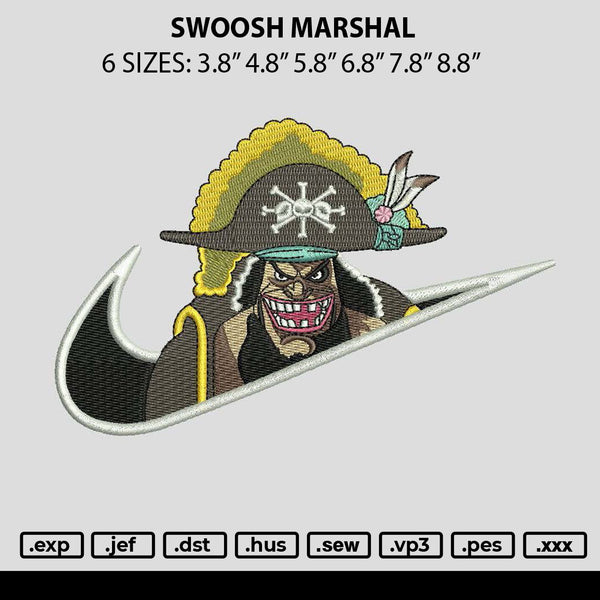 Swoosh Marshal Embroidery File 6 sizes