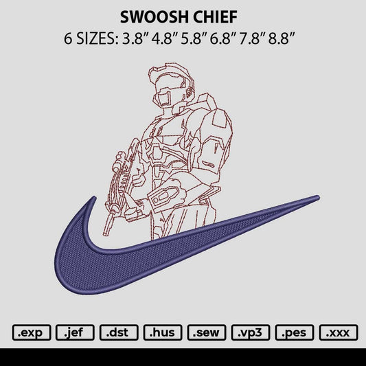 Swoosh Chief Embroidery File 6 sizes