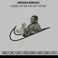 Swoosh Mike002 Embroidery File 6 sizes