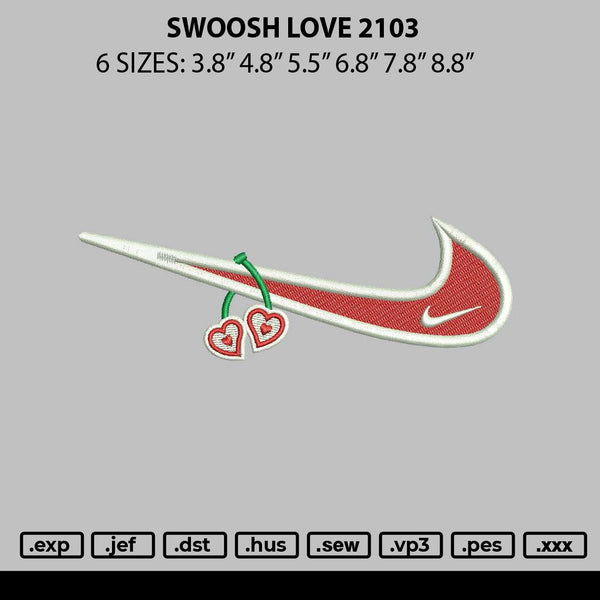 Swoosh Love 2103 Embroidery File 6 sizes