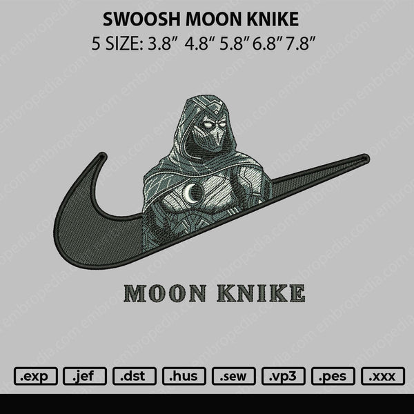 Swoosh Moon Knike Embroidery File 5 sizes