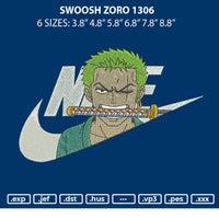 Swoosh Zoro Embroidery File 6 sizes