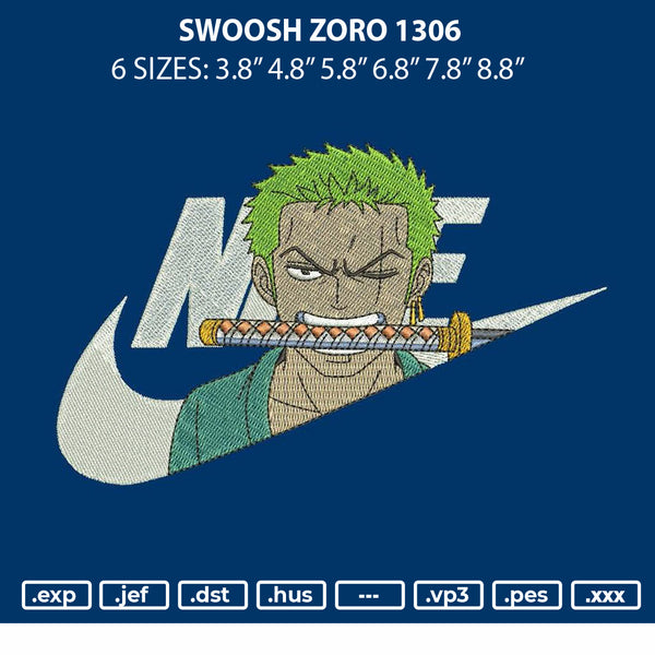 Swoosh Zoro Embroidery File 6 sizes
