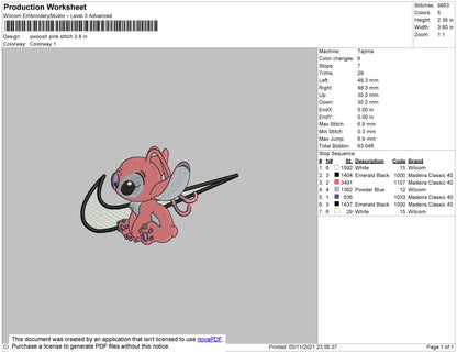 Swoosh Pink Stitch Embroidery File 4 size