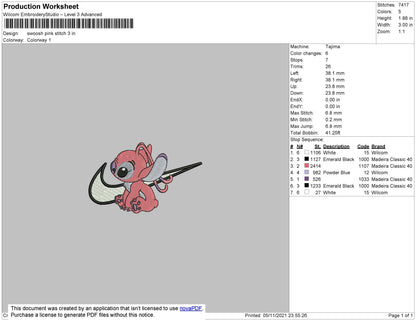 Swoosh Pink Stitch Embroidery File 4 size