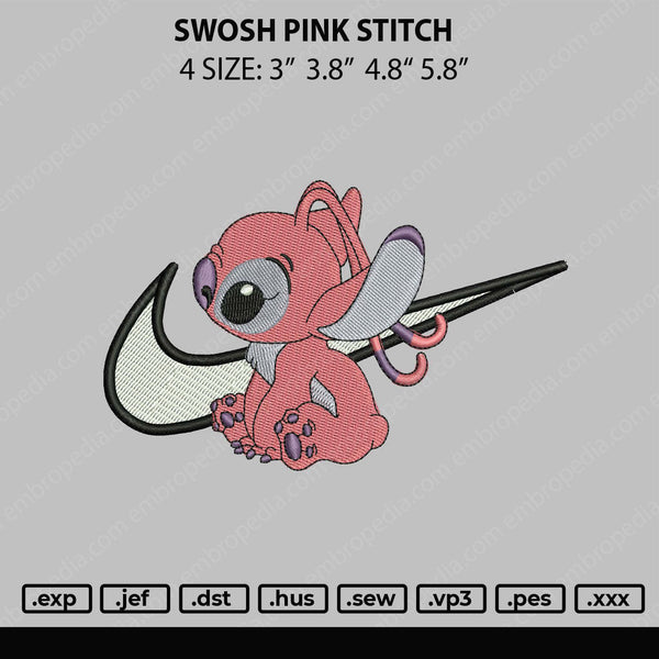 Swoosh Pink Stitch Embroidery File 4 size