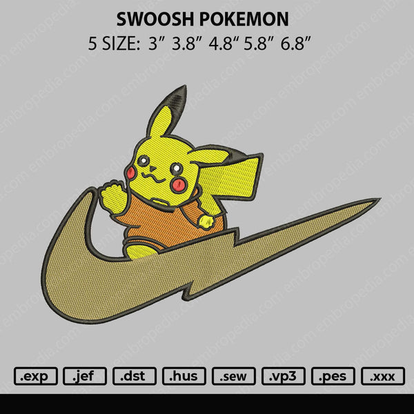 Swoosh Pokemon Embroidery File 5 size