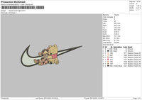 Swoosh Pooh Tiger Embroidery File 4 size