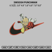 Swoosh Punchman Embroidery File 6 sizes