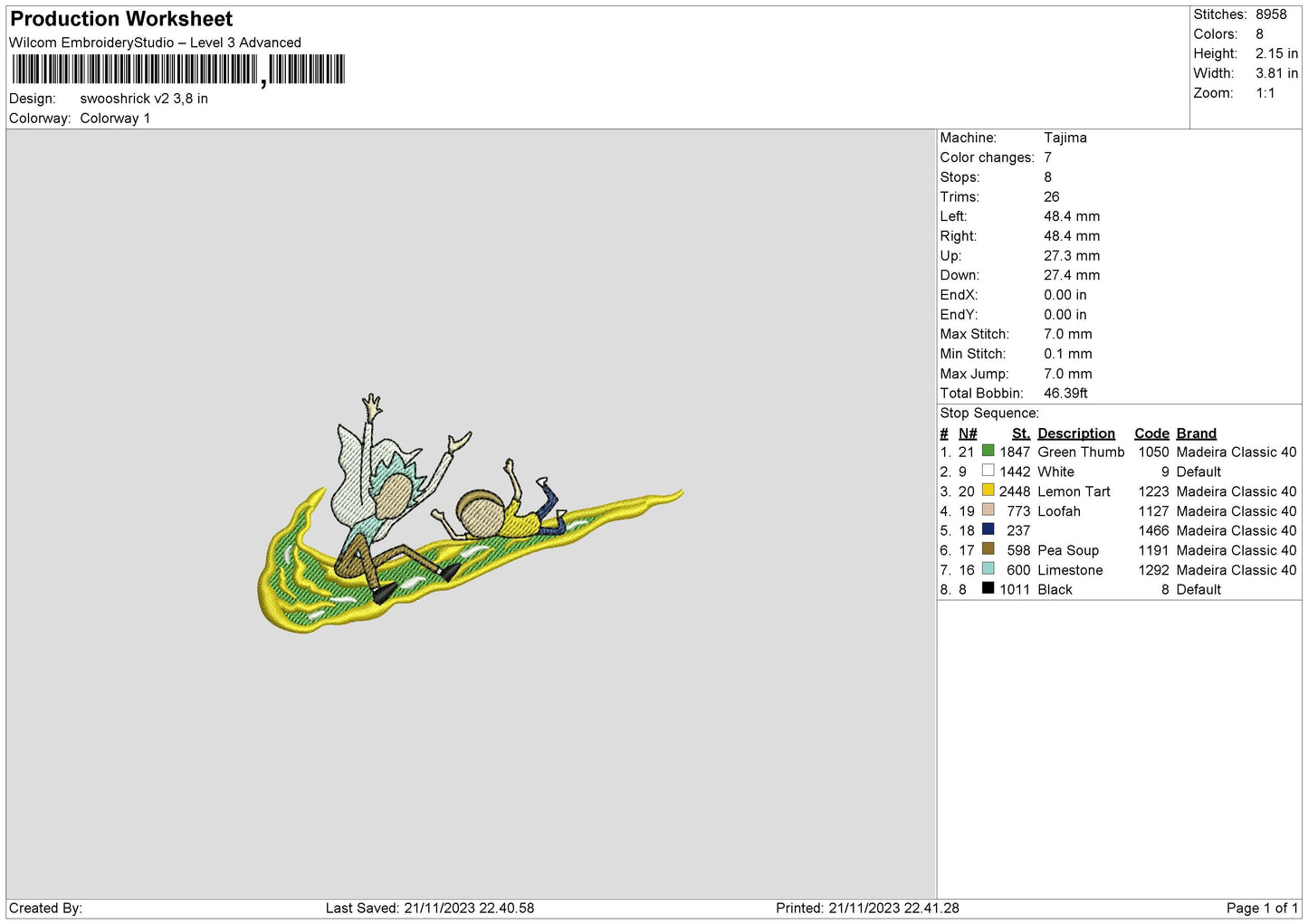 Swooshrick V2 Embroidery File 6 sizes