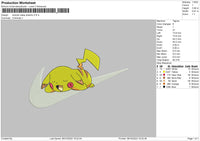 Swoosh Sleep Pikachu Embroidery File 6 sizes