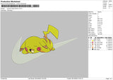 Swoosh Sleep Pikachu Embroidery File 6 sizes