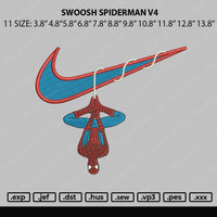 Swoosh Spiderman V4 Embroidery File 11 Size