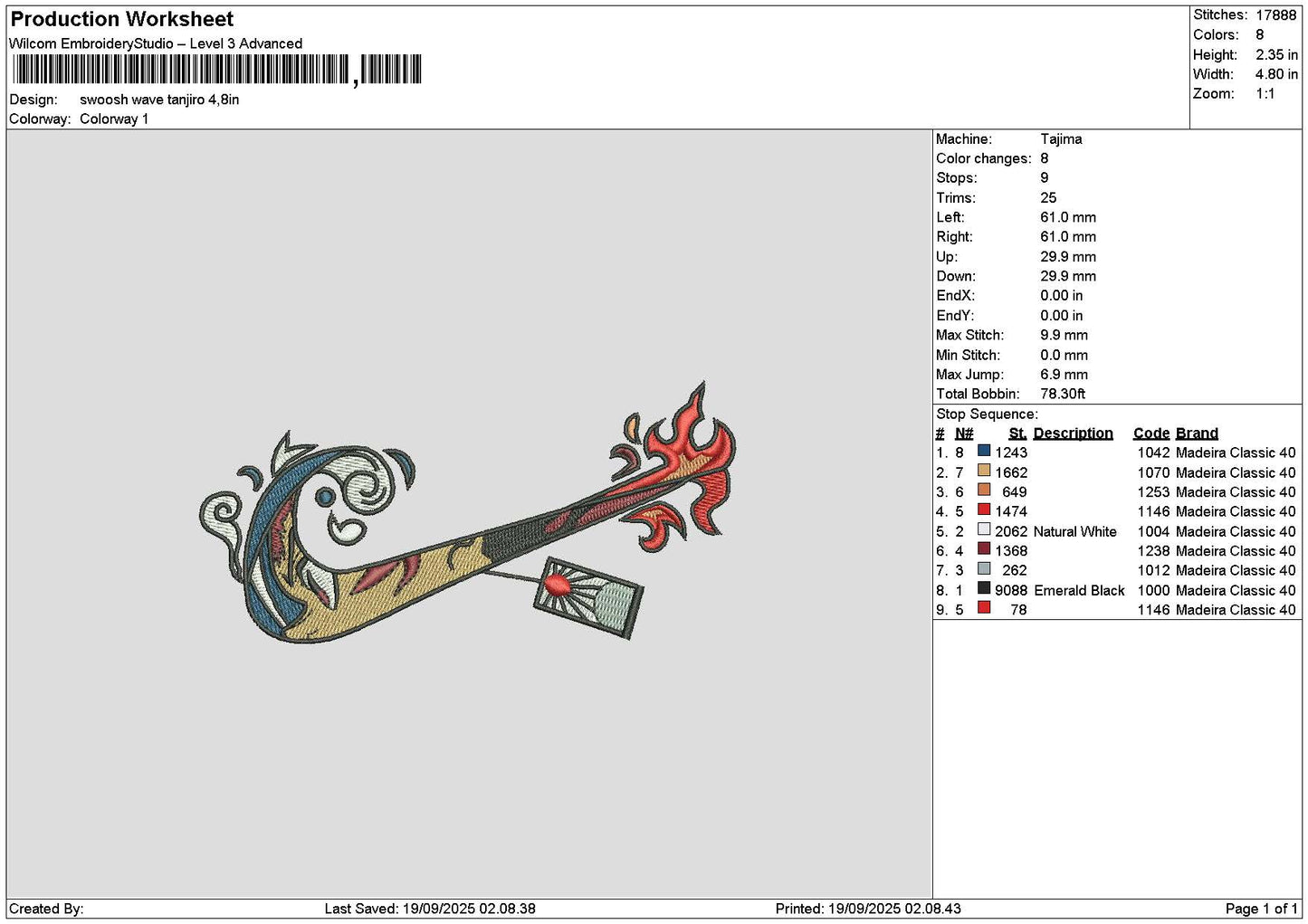 Swoosh Tanjiro1909 Embroidery File 6 sizes