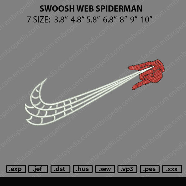 Swoosh Web Spiderman Embroidery File 7 size