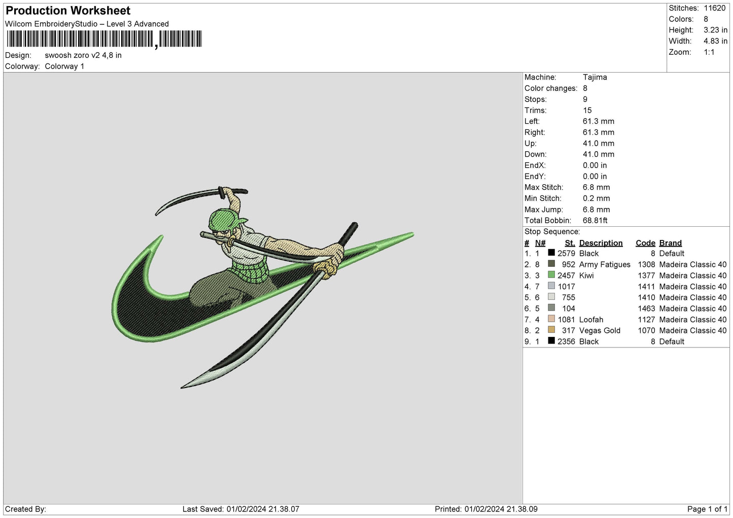 Swoosh Zorov2 Embroidery File 6 sizes