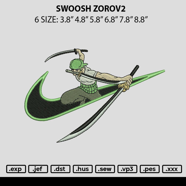 Swoosh Zorov2 Embroidery File 6 sizes