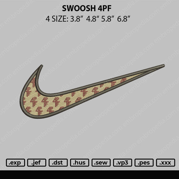 Swoosh 4pf Embroidery File 4 size