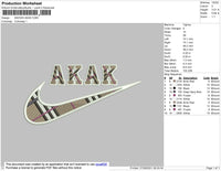 Swoosh AKAK Embroidery File 4 size