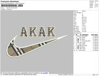 Swoosh AKAK Embroidery File 4 size