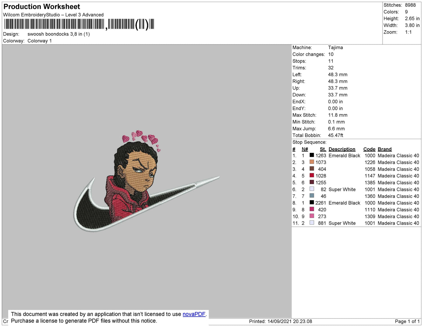 Swoosh Boondocks Embroidery File 4 size