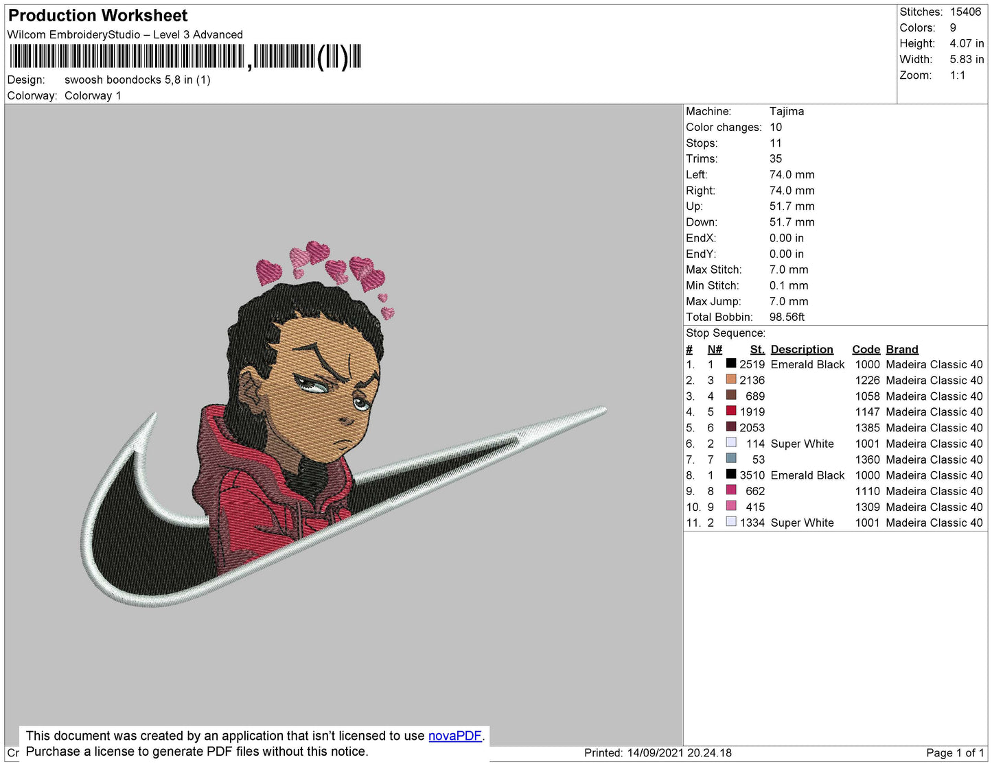 Swoosh Boondocks Embroidery File 4 size