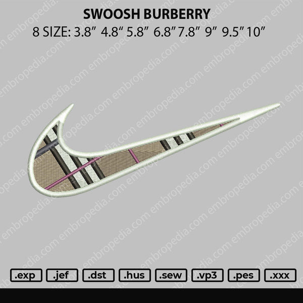 Swoosh Burberry Embroidery File 8 size