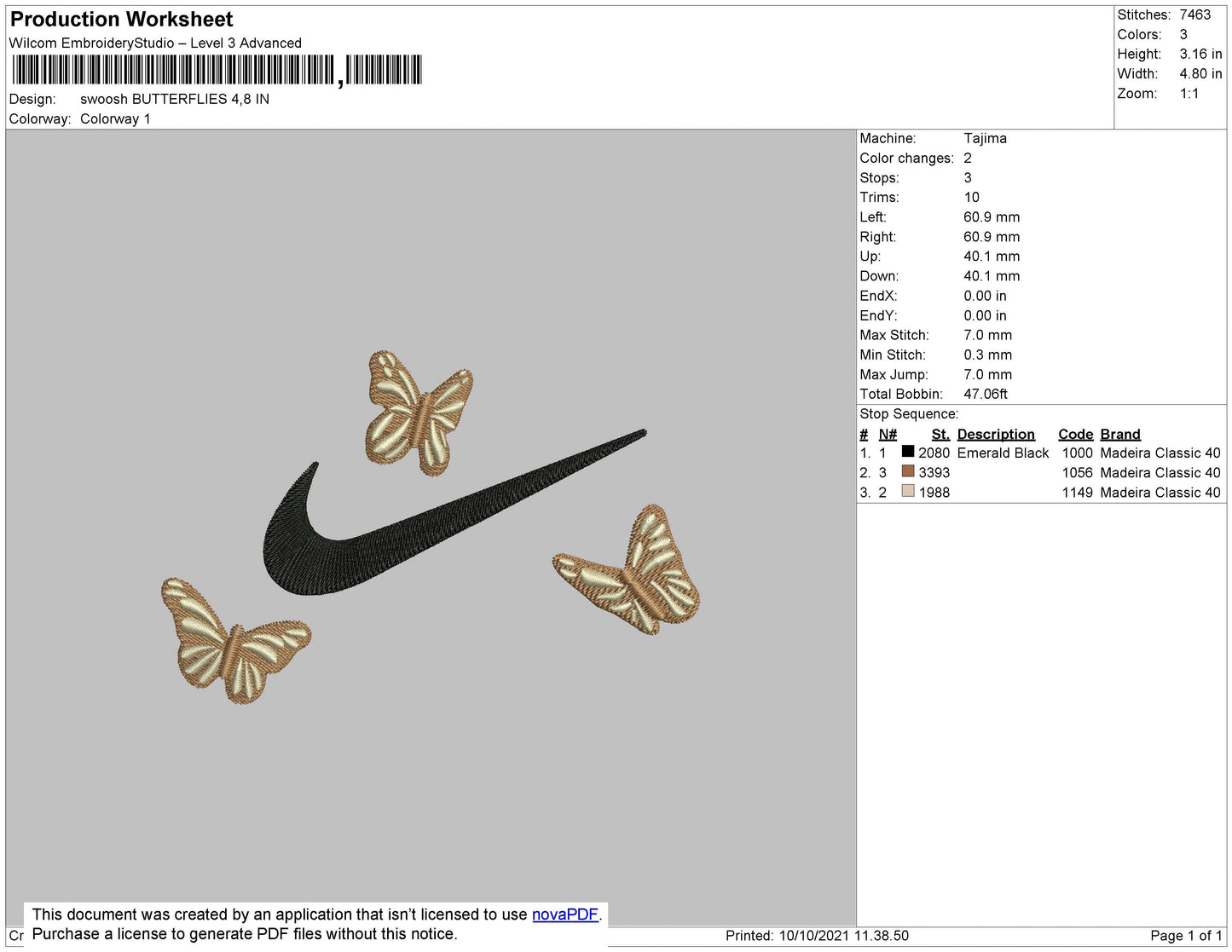 Swoosh Butterflies Embroidery File 4 size