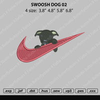 Swoosh Dog 02 Embroidery File 4 size