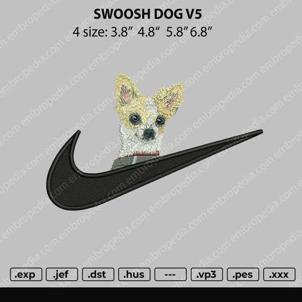 Swoosh Dog V5 Embroidery File 4 size