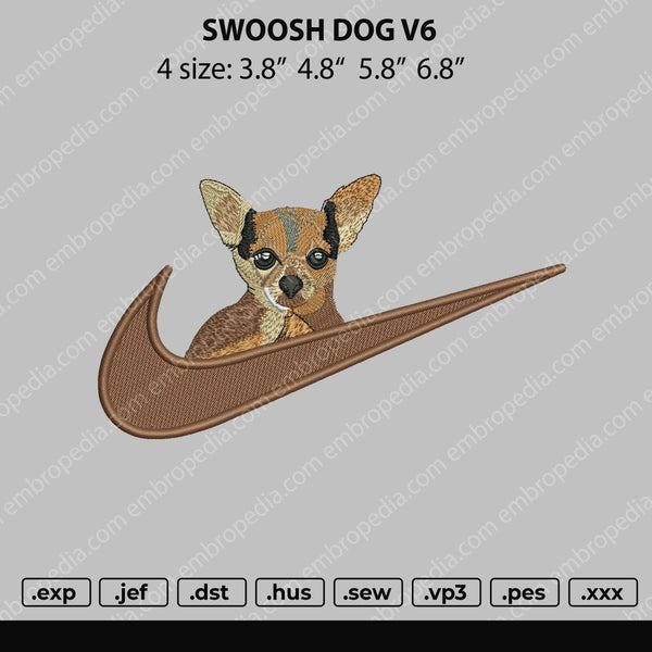 Swoosh Dog V6 Embroidery File 4 size