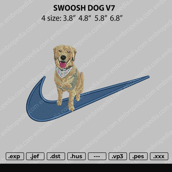 Swoosh Dog V7 Embroidery File 4 size